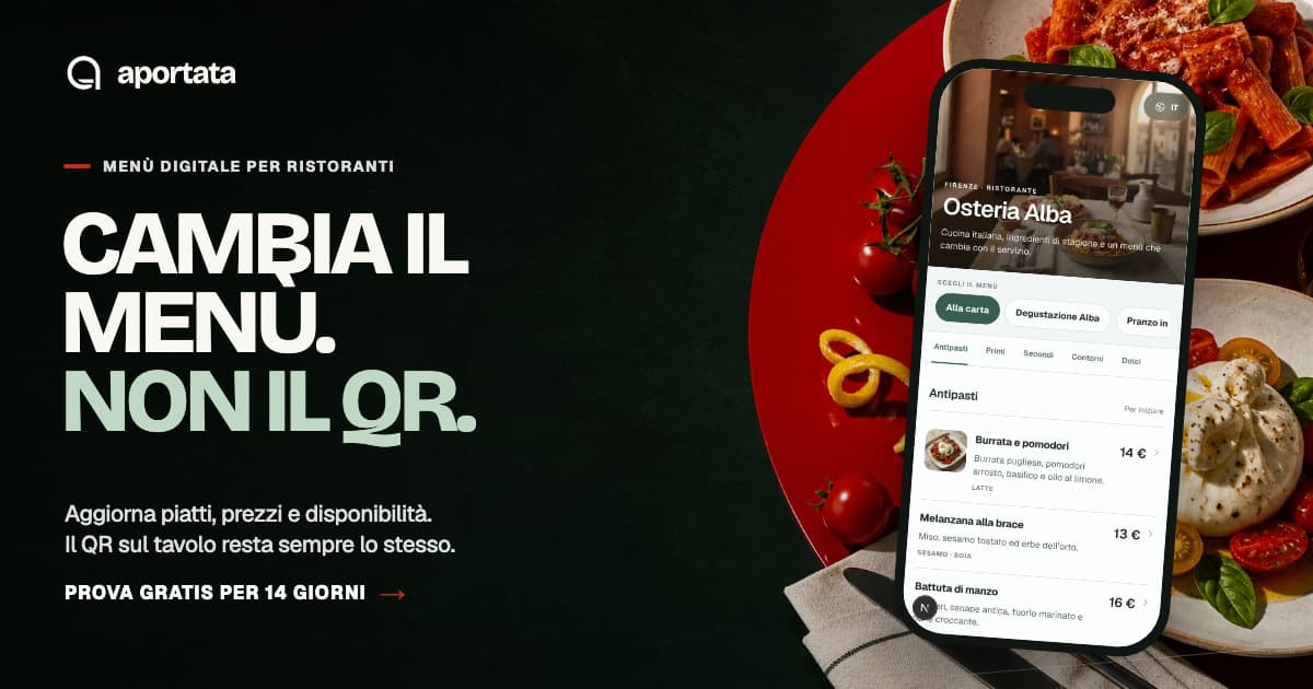 Aportata, piattaforma di menù digitale per ristoranti